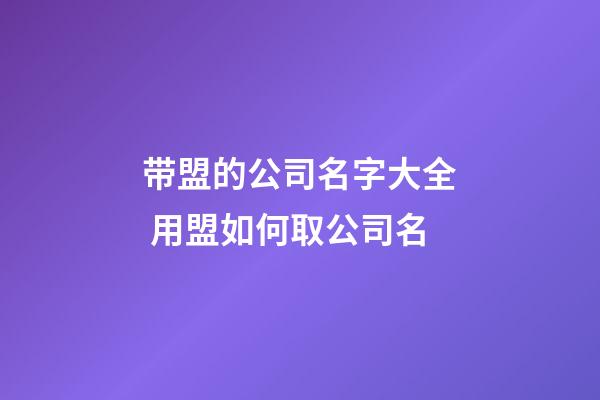 带盟的公司名字大全 用盟如何取公司名-第1张-公司起名-玄机派